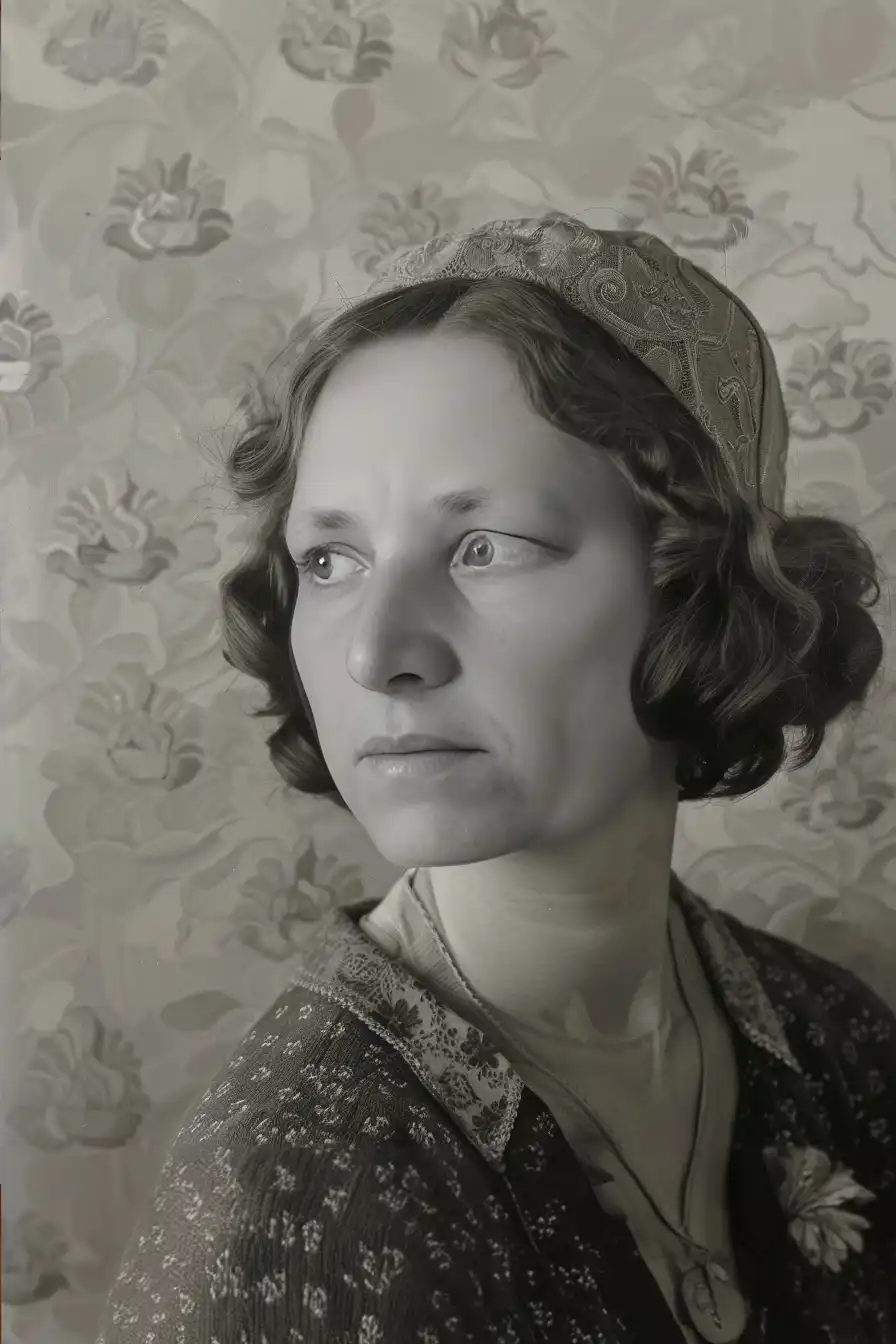 05 sandra 1920 stijl zwart wit bloemetjes papier achtergrond